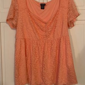 Coral-pink Lace Blouse